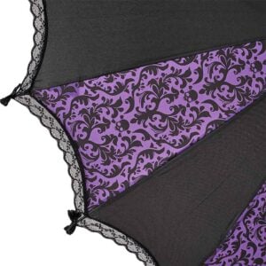 Purple and Black Skull Damask Umbrella