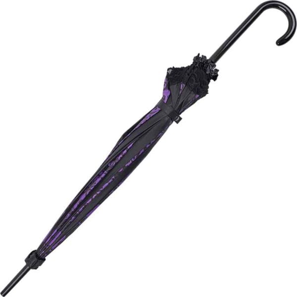 Purple and Black Skull Damask Umbrella
