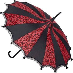 Red and Black Skull Damask Umbrella