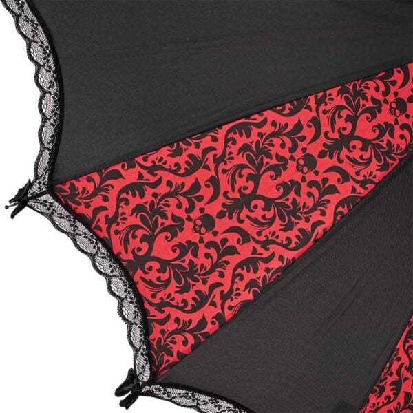 Red and Black Skull Damask Umbrella