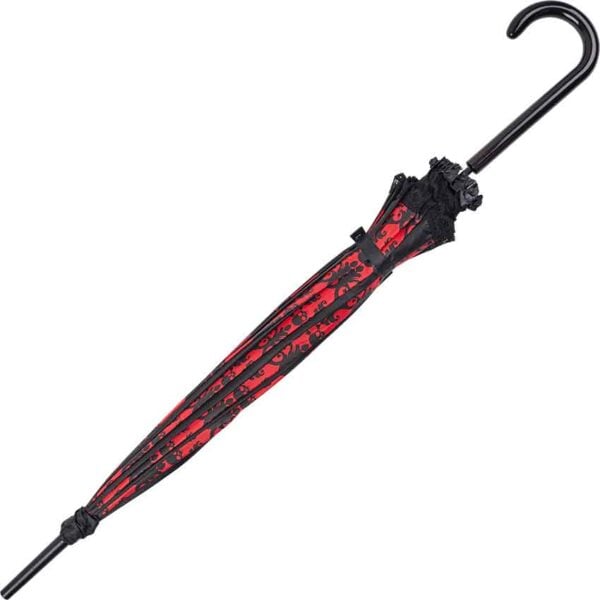 Red and Black Skull Damask Umbrella
