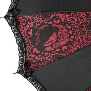 Burgundy and Black Raven Umbrella