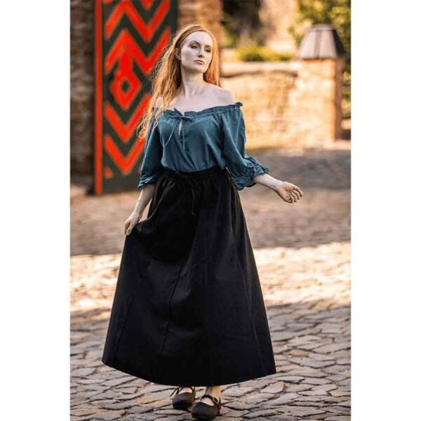 Vera Medieval Short Sleeve Blouse - Petrol Blue