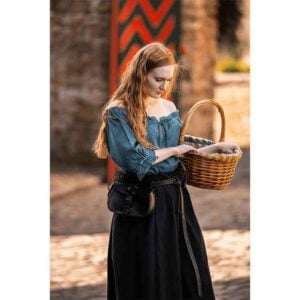 Vera Medieval Short Sleeve Blouse - Petrol Blue