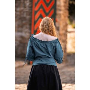Vera Medieval Short Sleeve Blouse - Petrol Blue