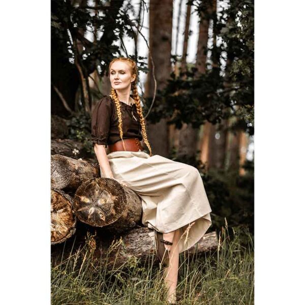 Vera Medieval Short Sleeve Blouse - Dark Brown