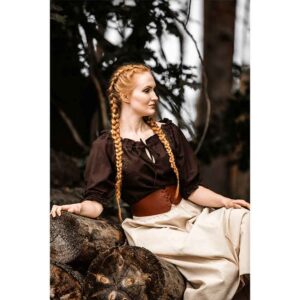 Vera Medieval Short Sleeve Blouse - Dark Brown