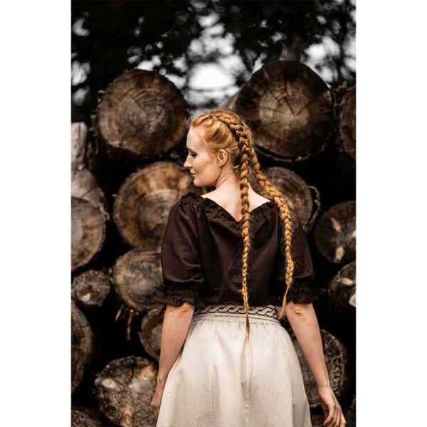 Vera Medieval Short Sleeve Blouse - Dark Brown
