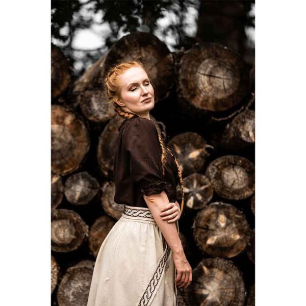 Vera Medieval Short Sleeve Blouse - Dark Brown
