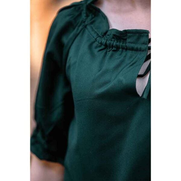 Vera Medieval Short Sleeve Blouse - Green