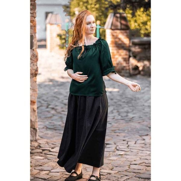 Vera Medieval Short Sleeve Blouse - Green