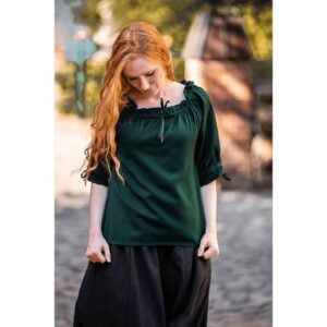Vera Medieval Short Sleeve Blouse - Green