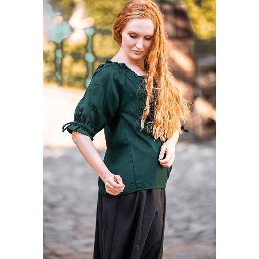 Vera Medieval Short Sleeve Blouse - Green