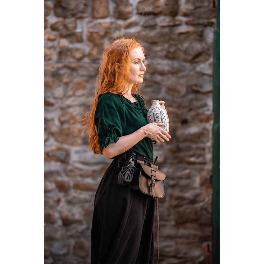 Vera Medieval Short Sleeve Blouse - Green