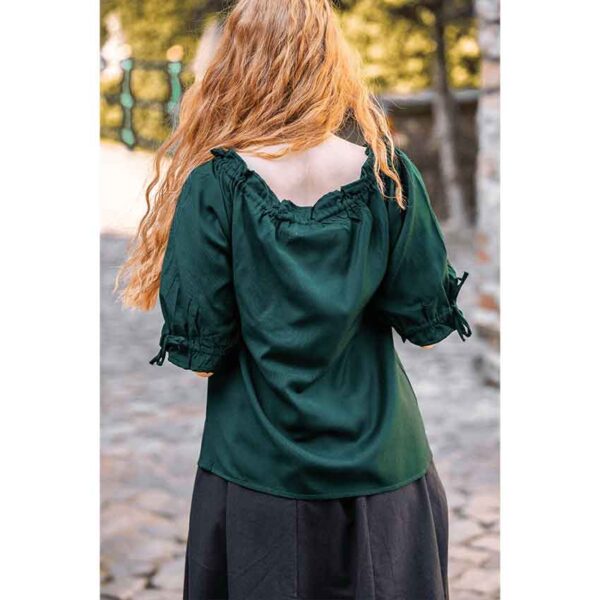 Vera Medieval Short Sleeve Blouse - Green