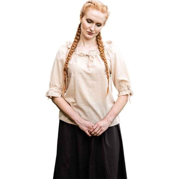 Vera Medieval Short Sleeve Blouse - Hemp