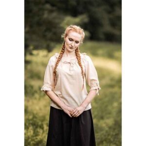 Vera Medieval Short Sleeve Blouse - Hemp