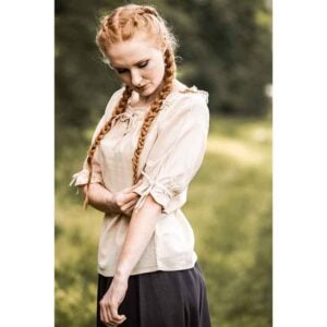 Vera Medieval Short Sleeve Blouse - Hemp