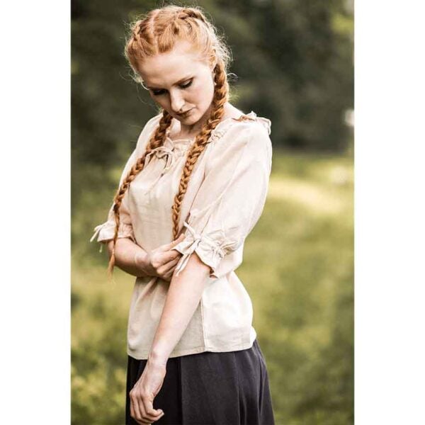 Vera Medieval Short Sleeve Blouse - Hemp