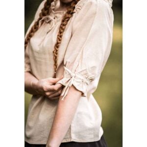 Vera Medieval Short Sleeve Blouse - Hemp