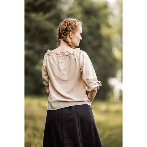 Vera Medieval Short Sleeve Blouse - Hemp