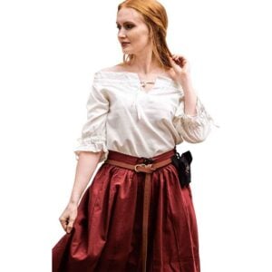 Vera Medieval Short Sleeve Blouse - Beige