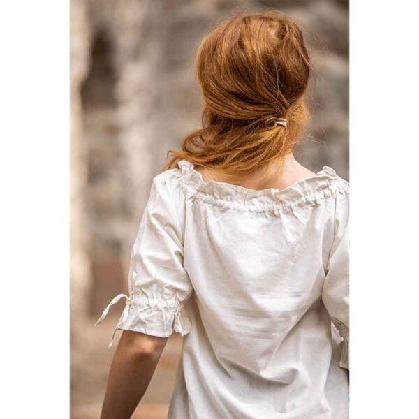 Vera Medieval Short Sleeve Blouse - Beige