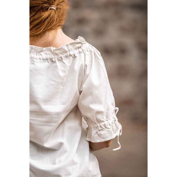 Vera Medieval Short Sleeve Blouse - Beige