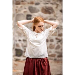 Vera Medieval Short Sleeve Blouse - Beige