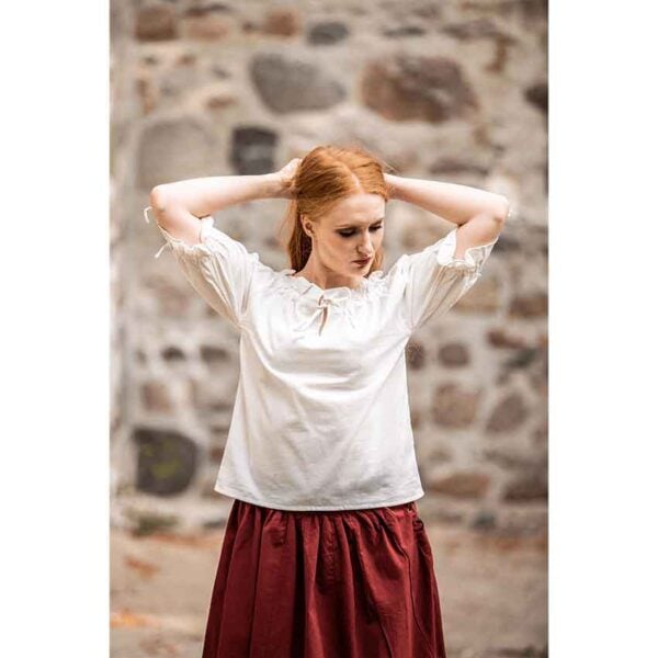 Vera Medieval Short Sleeve Blouse - Beige