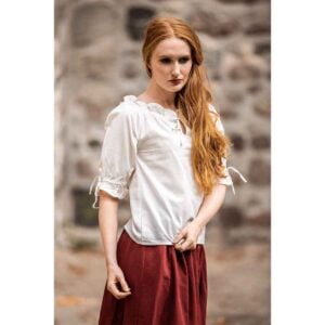 Vera Medieval Short Sleeve Blouse - Beige