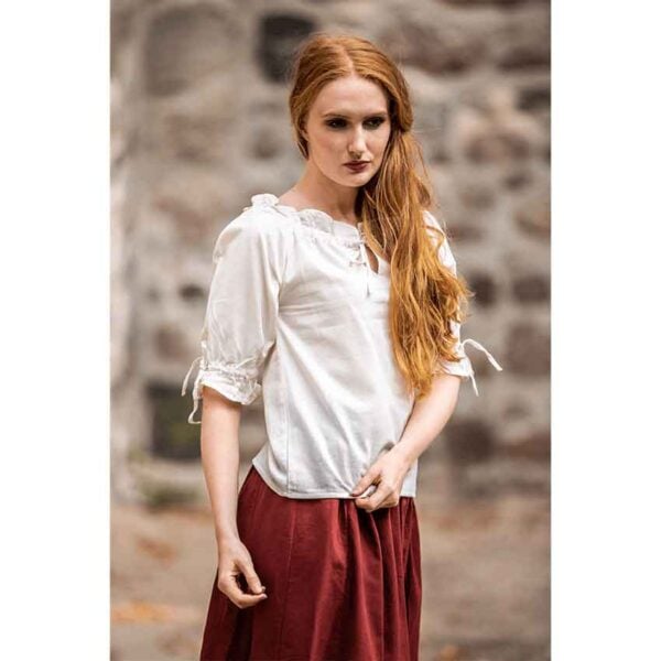 Vera Medieval Short Sleeve Blouse - Beige