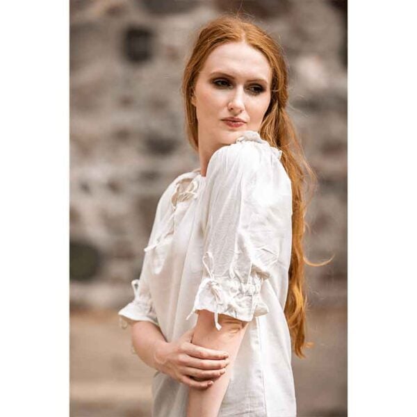 Vera Medieval Short Sleeve Blouse - Beige