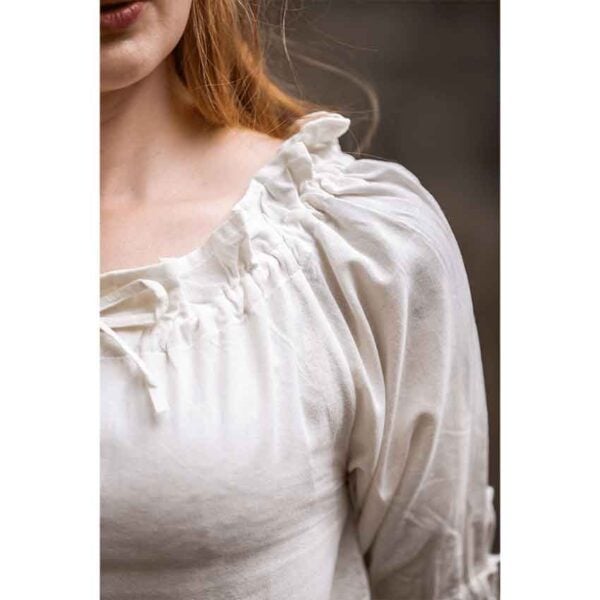 Vera Medieval Short Sleeve Blouse - Beige