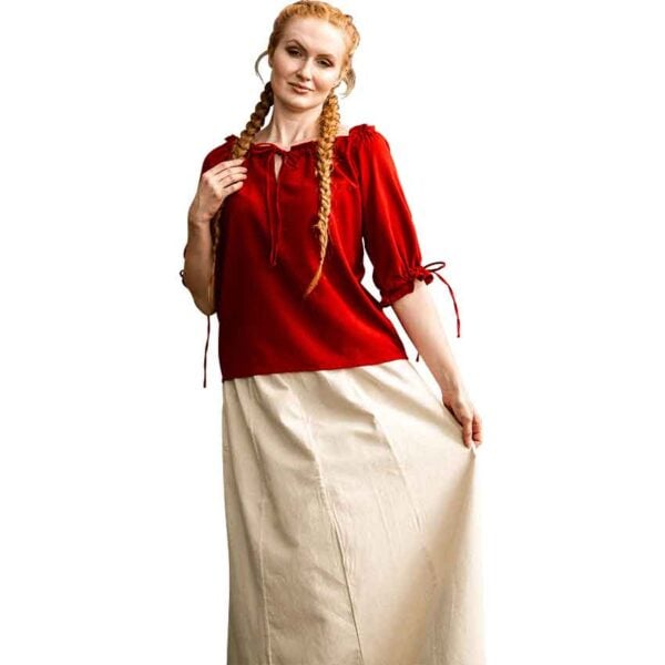 Vera Medieval Short Sleeve Blouse - Red