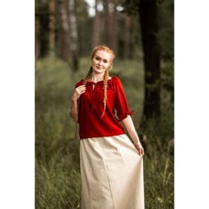 Vera Medieval Short Sleeve Blouse - Red