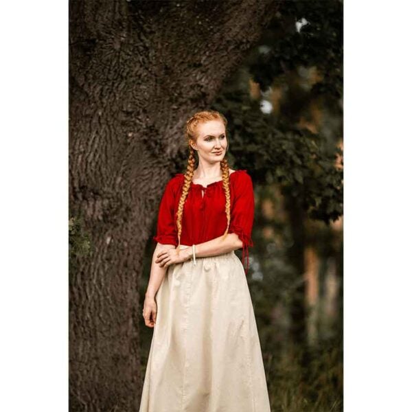 Vera Medieval Short Sleeve Blouse - Red