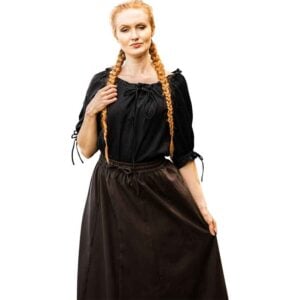 Vera Medieval Short Sleeve Blouse - Black