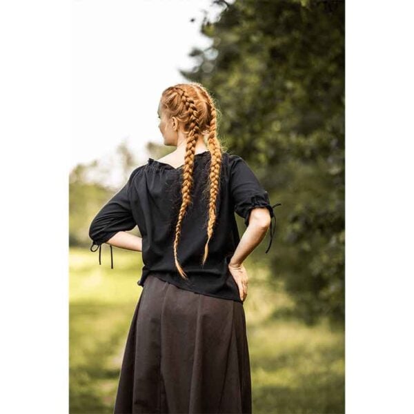 Vera Medieval Short Sleeve Blouse - Black