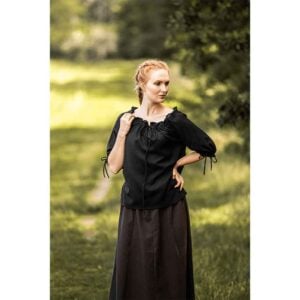 Vera Medieval Short Sleeve Blouse - Black
