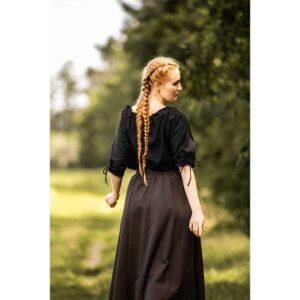 Vera Medieval Short Sleeve Blouse - Black