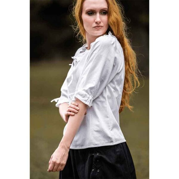 Vera Medieval Short Sleeve Blouse - White
