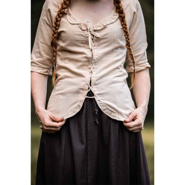 Bea Ruffled Medieval Blouse - Hemp