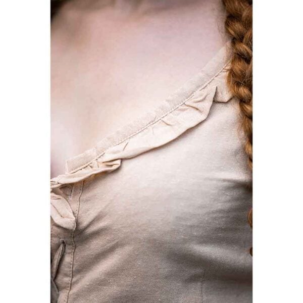 Bea Ruffled Medieval Blouse - Hemp