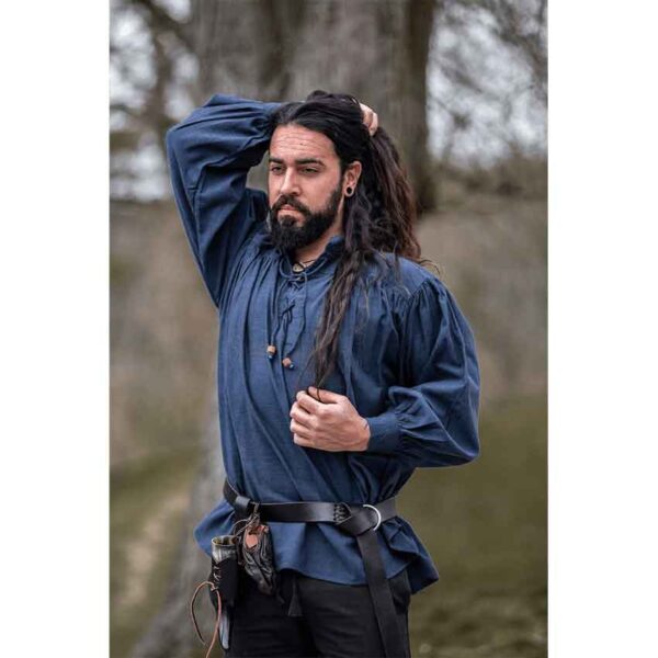 Leopold Woven Cotton Medieval Shirt - Blue