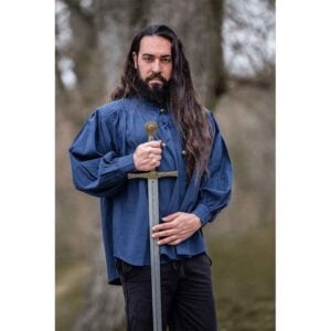Leopold Woven Cotton Medieval Shirt - Blue