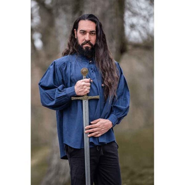 Leopold Woven Cotton Medieval Shirt - Blue