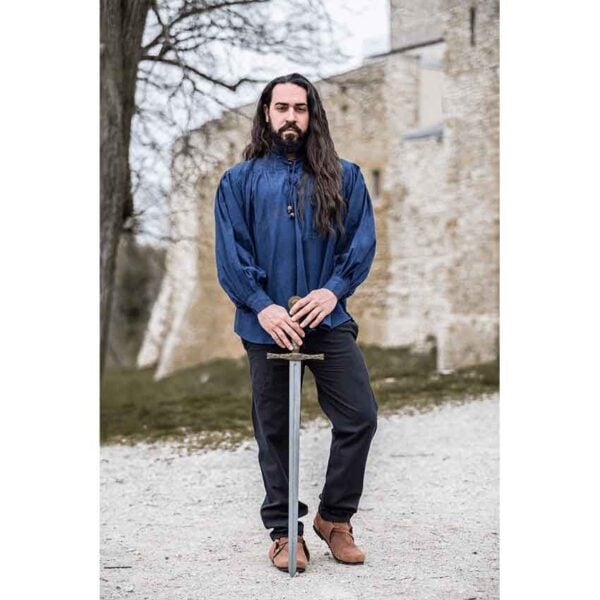 Leopold Woven Cotton Medieval Shirt - Blue