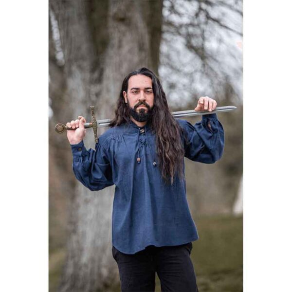 Leopold Woven Cotton Medieval Shirt - Blue
