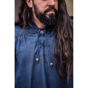 Leopold Woven Cotton Medieval Shirt - Blue